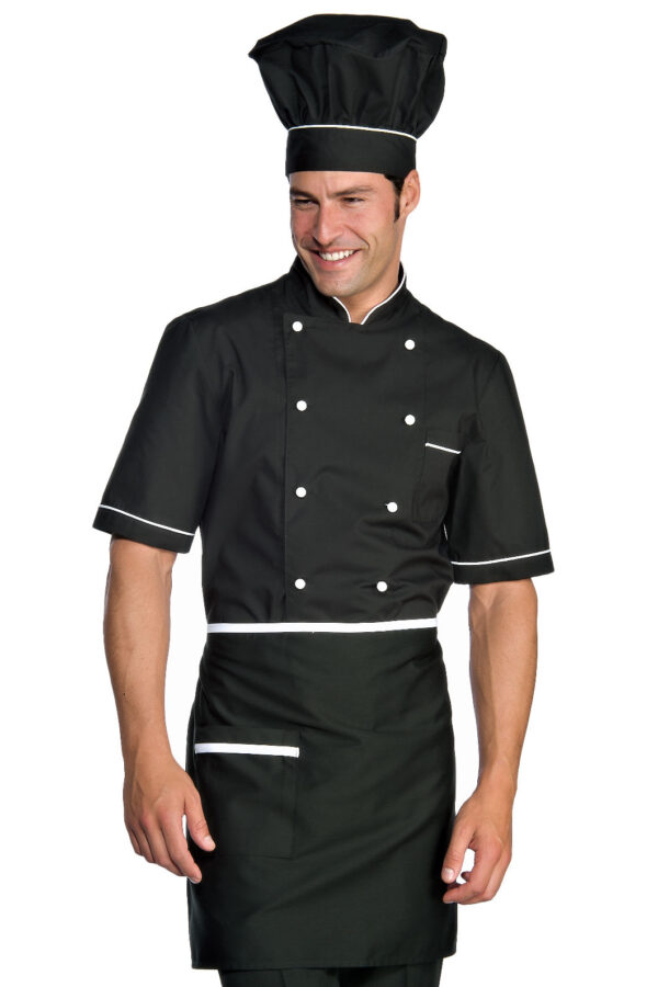 GREMBIULE VITA CON TASCA NERO+BIANCO