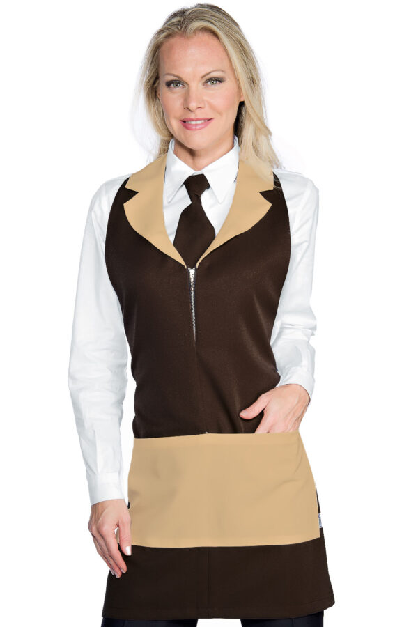 GREMBIULE MADEIRA CON ZIP MORO/BISCOTTO