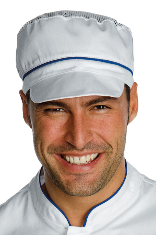 CAPPELLO CHARLY CON RETE BIANCO+BLU CINA