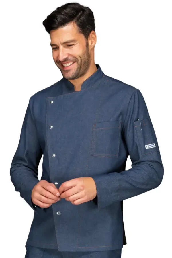 Giacca Chef Belfast Jeans Cotone Manica Lunga